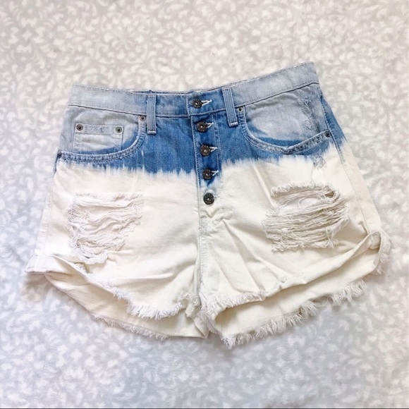 LF Pants - Carmar Jean Short Dip Dye Bleach Denim Cutoffs LF